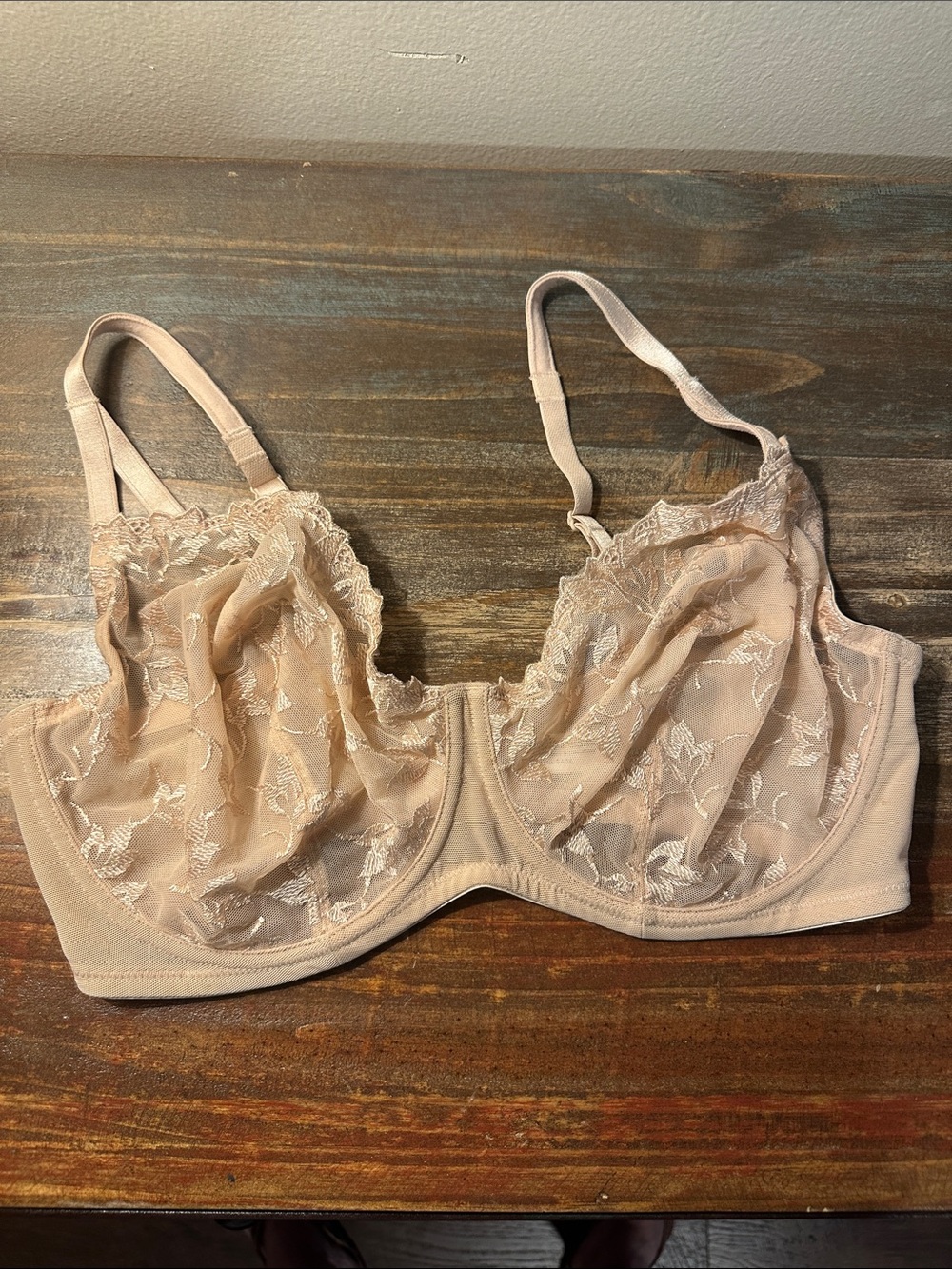 Liz Claiborne Sheer Lace Underwire Bra in Light Nude